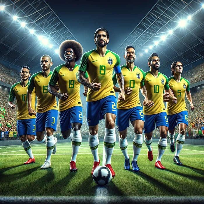 Vibrant Brazil Football Team on Modern Field