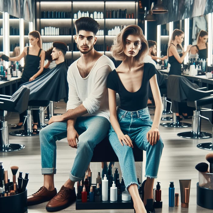 Professional Male and Female Models at Contemporary Salon