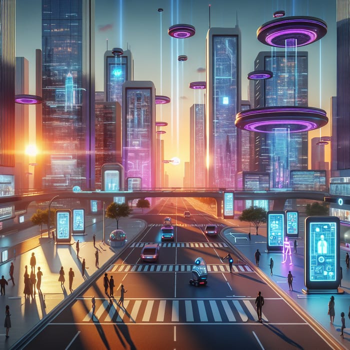 Futuristic Cityscape with Advanced Technology