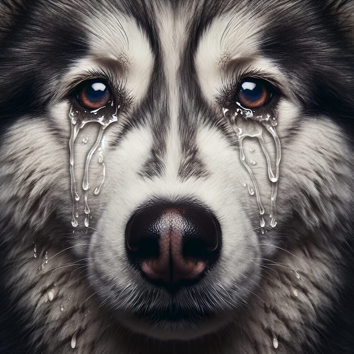 Siberian Husky Crying: Emotional Tears Overflowing