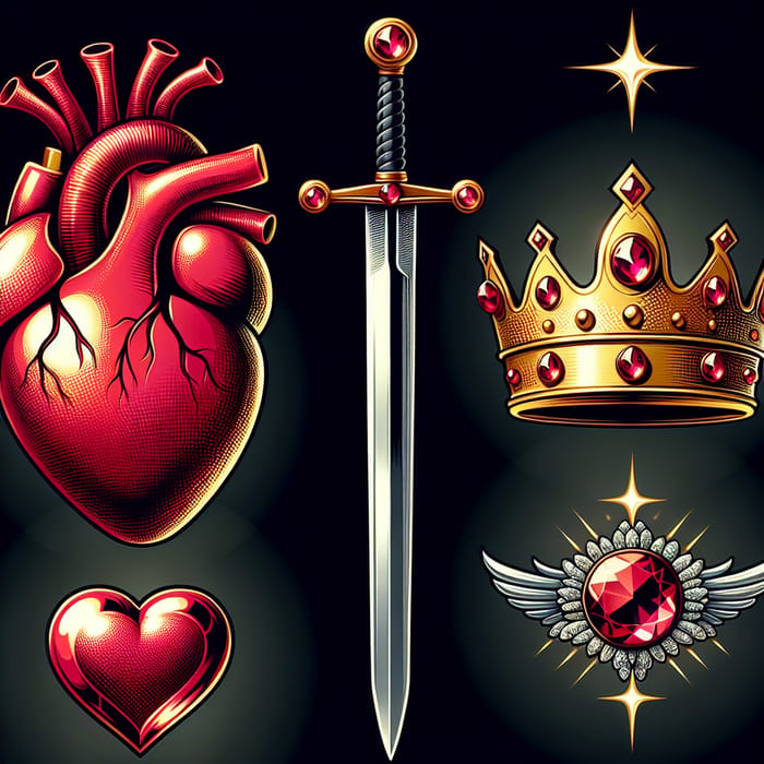 Heart, Sword & Crown: Symbolic Trio of Love, Courage & Royalty