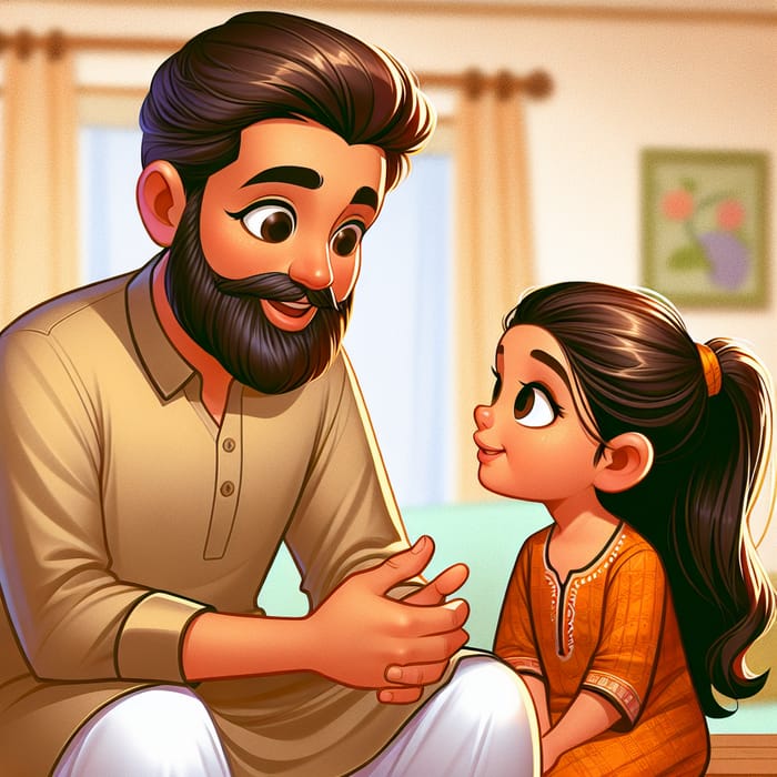 Multicultural Father Giving Parenting Advice | Colorful Cartoon Image