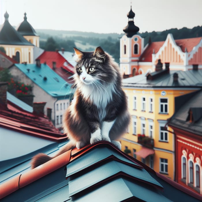 Cat Atop Roof - Enjoy the Scene