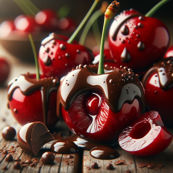Big Red Cherries with Dark Chocolate | Tempting Colors