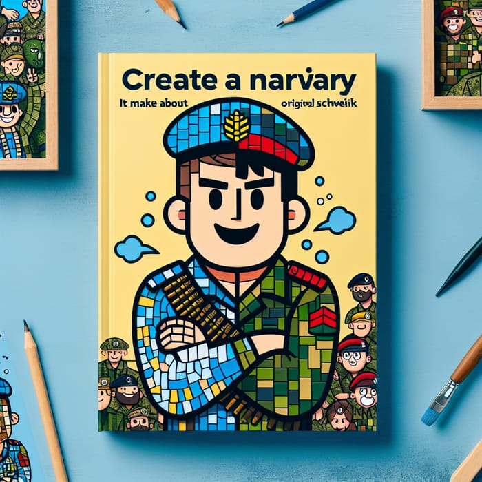 Cheerful Army Mosaic Cartoon Book Cover