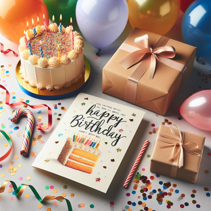 Colorful Birthday Greeting and Gifts Celebration