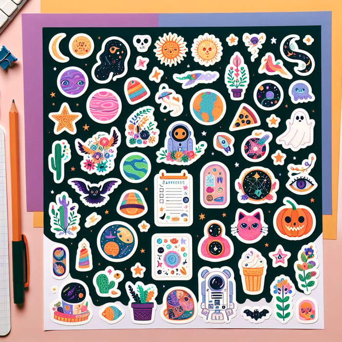 Vibrant Stickers with Astronomy, Nature, Food, and More Designs