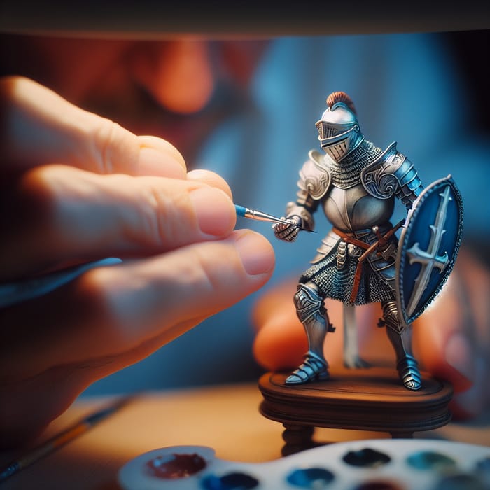 Master Painter Detailing Knight Toy Figurine - Precise Artistry
