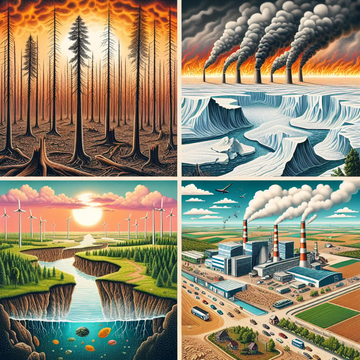 Illustration of Climate Change: Deforestation, Global Warming & More