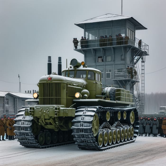 Special Soviet Military Tractor in Soviet Base