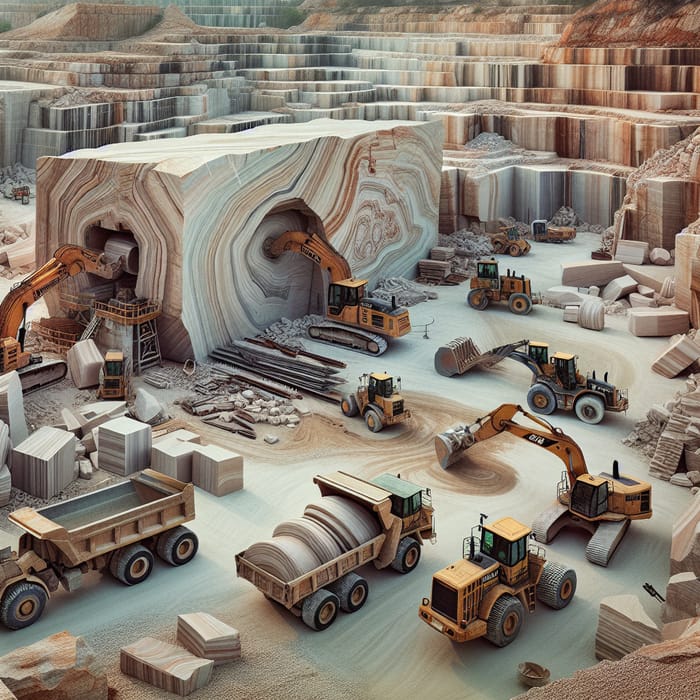 Heavy Machinery Operations in Sandstone Quarry: A Visual Insight
