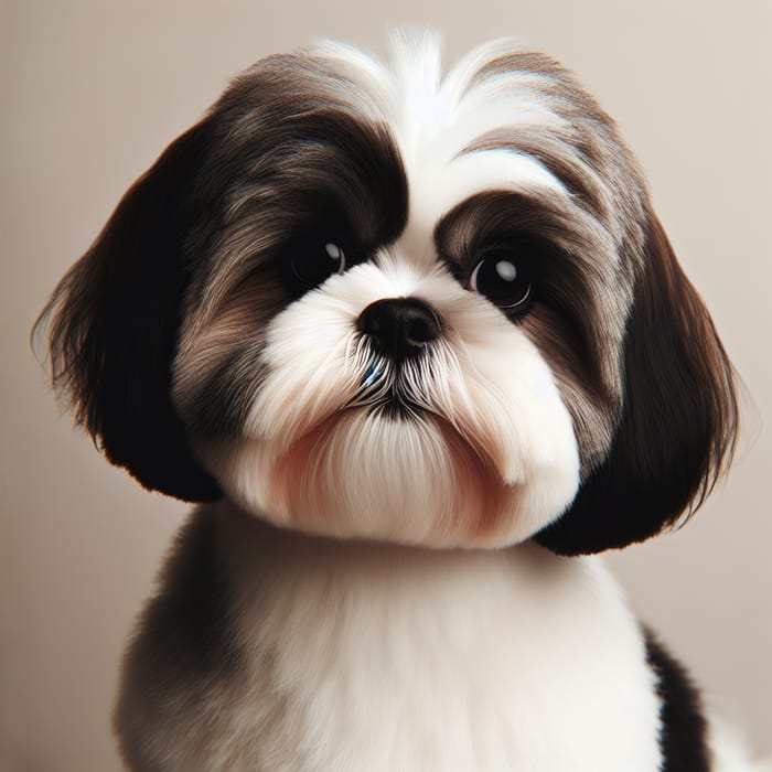 Shih Tzu Dog with White and Black Spot on Right Eye