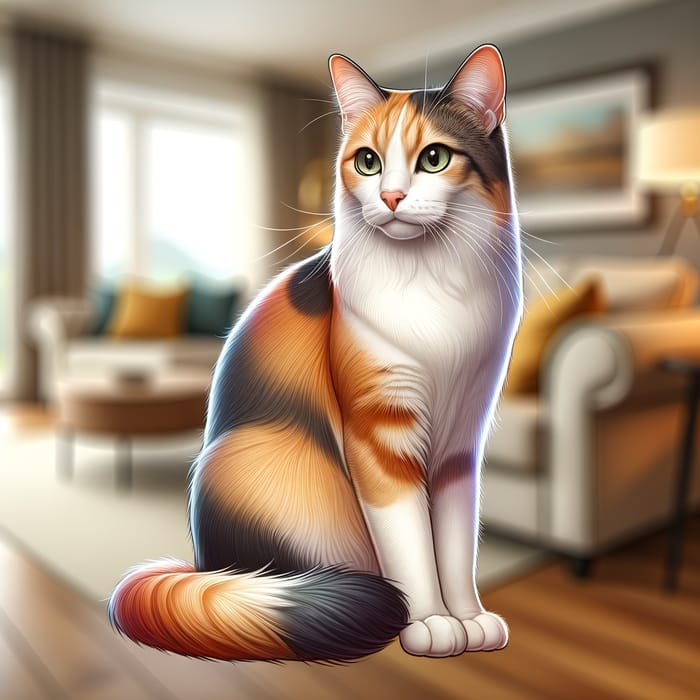 Playful Orange Domestic Cat Illustration