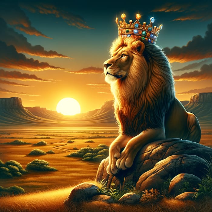 Majestic Lion King | Golden Crowned Ruler of the Savannah