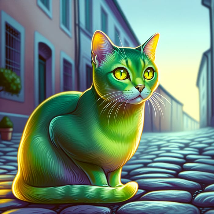 Vibrant Lime Green Cat
