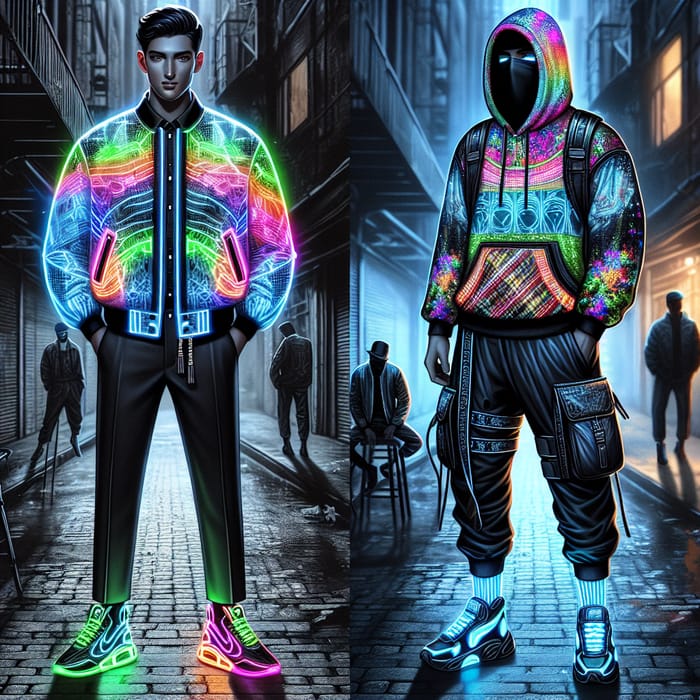 Neon Noir Streetwear Men - Diverse Ambiance in Urban Fusion Fashion