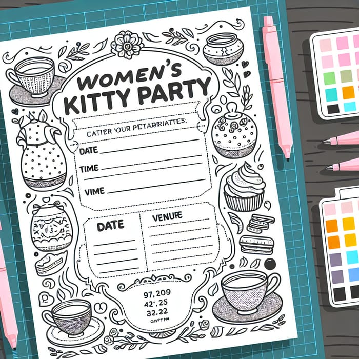 Female Gathering Kitty Party Template: Date, Time, Venue