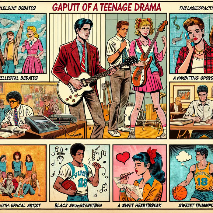Teenage Drama Comic Book | High School Adventures | AI Art Generator ...