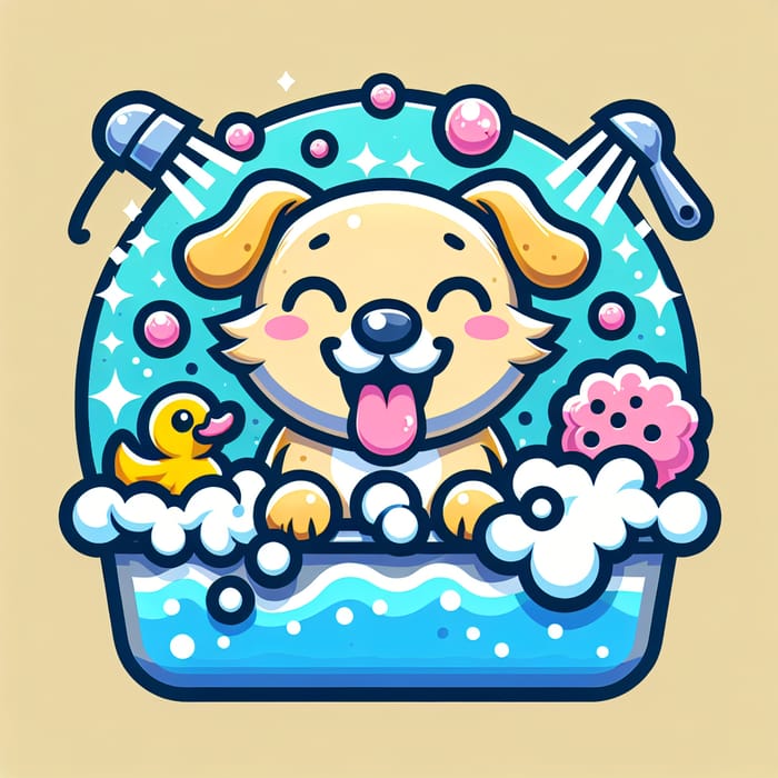 Happy Canine Bath Cartoon Logo Design