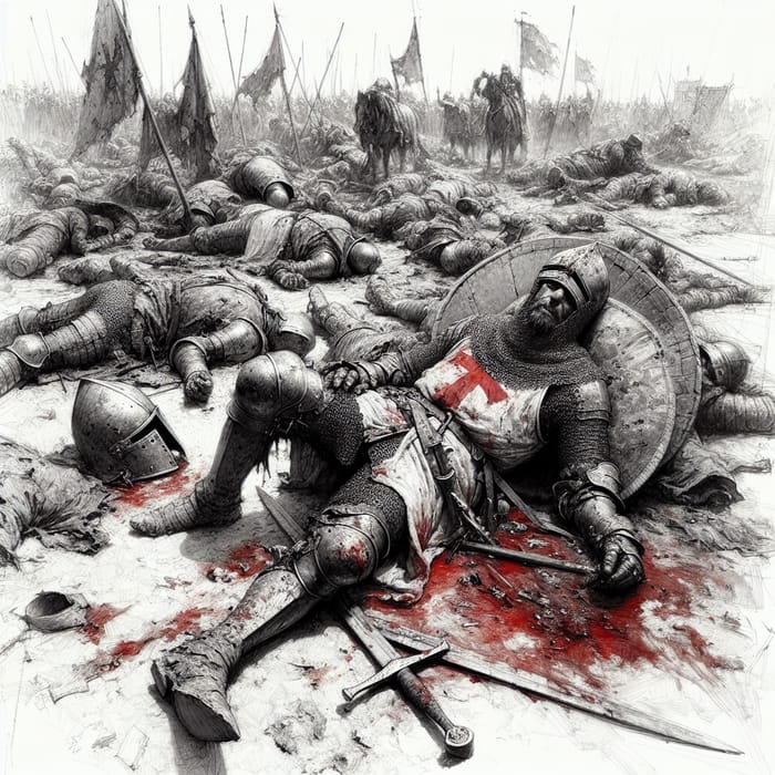 Grim Battlefield Scene: Wounded 13th Century Bohemian Knight