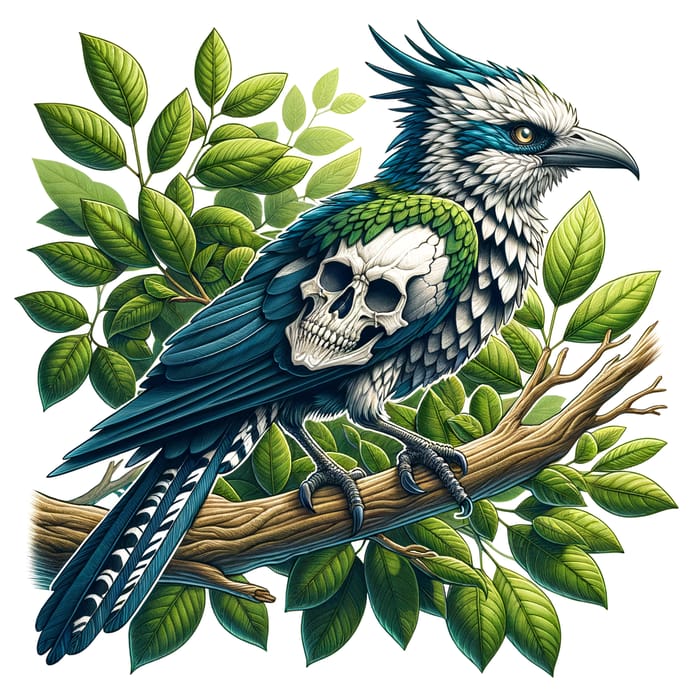 Majestic Skull Bird Perched on Tree Branch