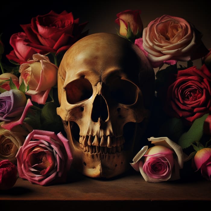 Skull and Roses: A Unique and Symbolic Composition