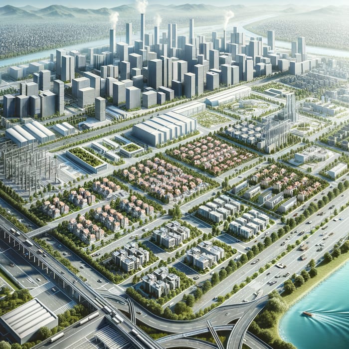 Master Plan for 1200-Acre Modern Industrial City with High-Speed Rail Station