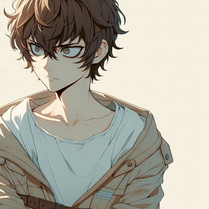 Anime Boy in Straitjacket | Brown Messy Hair Character Design