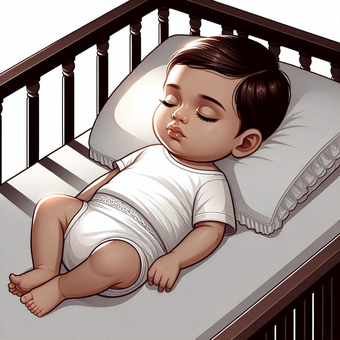 Cute Dharmender Baby Sleeping in Cozy Crib Vector Art