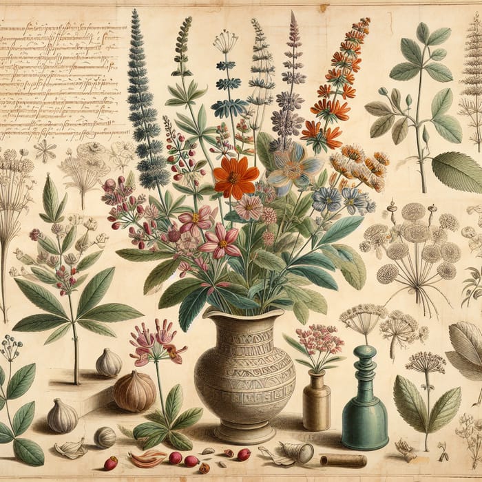 Vintage Botanical Drawings of Aromatic Herbs