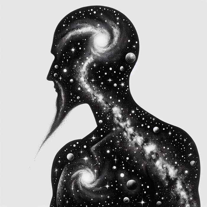 Celestial Human Form: Cosmic Galaxy Artwork