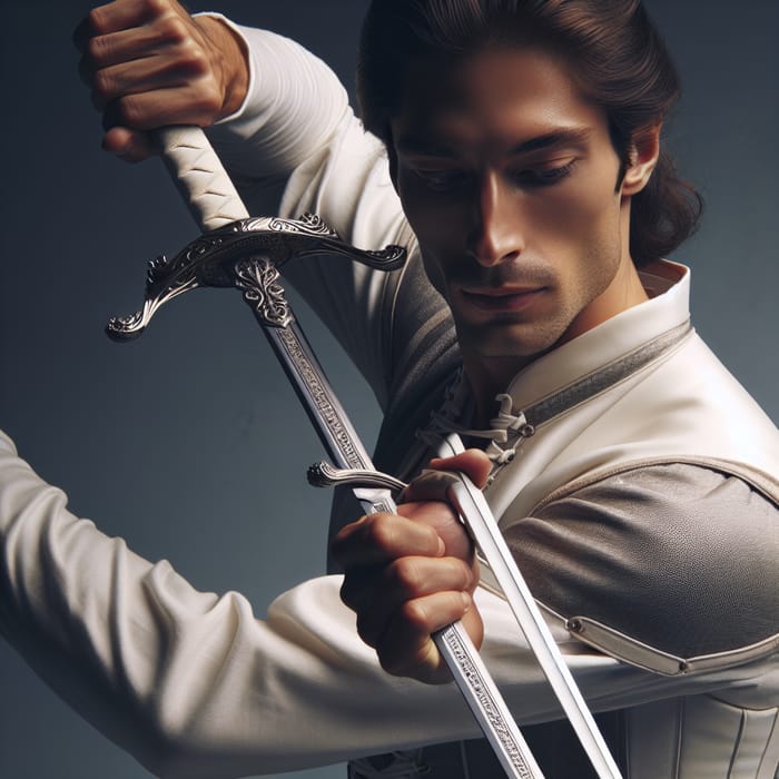 Asian Swordsman | White Sword | Medieval European Attire