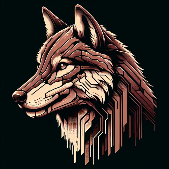 Cyberpunk Style Wolf - Smiling with Head Turned Right in Brown Shades