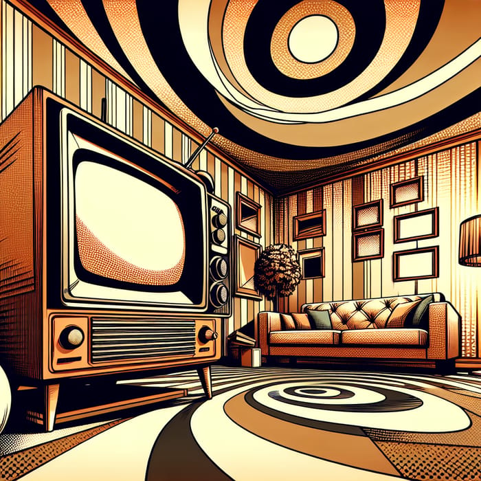 Retro 80s TV: Nostalgic Living Room Vibes in Pop Art Style