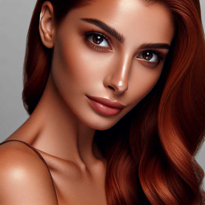 Stunning Caucasian Woman with Copper Hair and Chocolate Brown Eyes