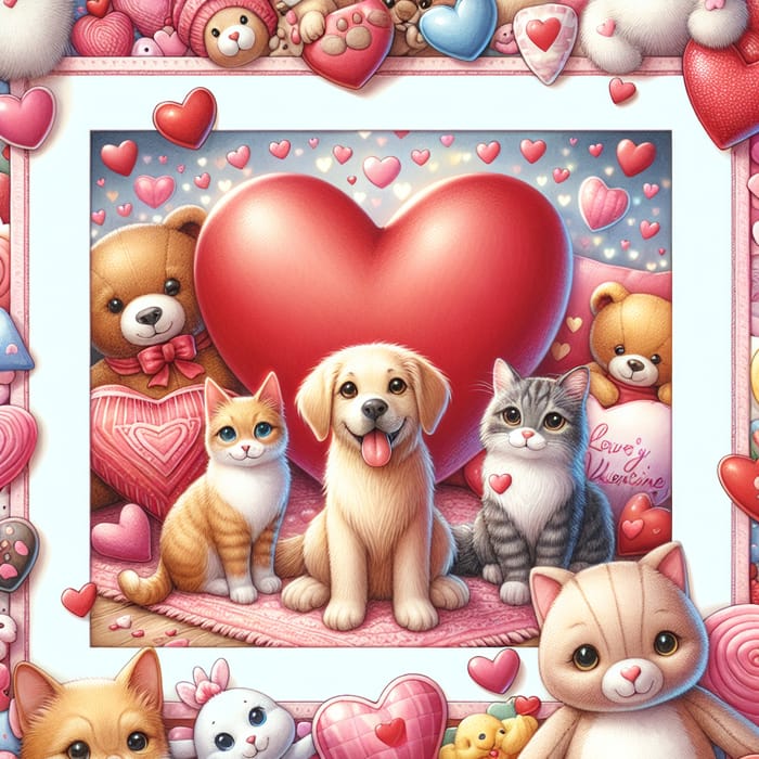 Adorable Valentine's Day Pets Celebrating Love | Heartwarming Image