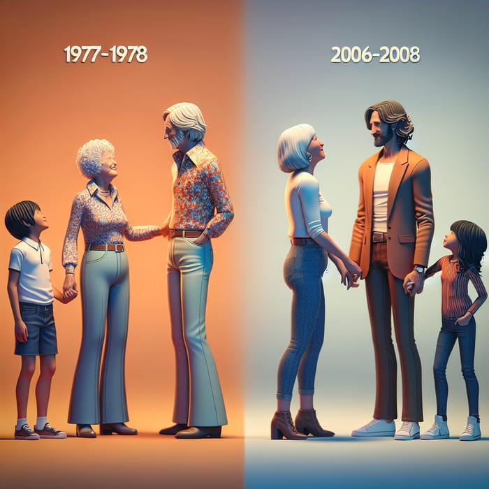Heartwarming Family Love in 3D Scene Portraying 1977-2008