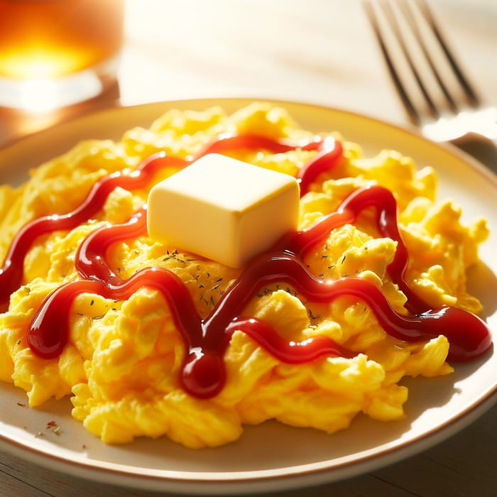 Delicious Scrambled Eggs with Ketchup