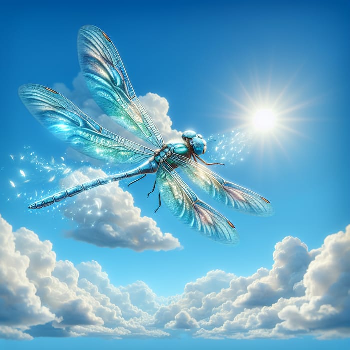 Beautiful Dragonfly in Flight - Tranquil Nature Scene