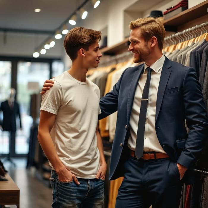 Height Difference in Men's Fashion 5'4" vs 6'6" AI Art Generator