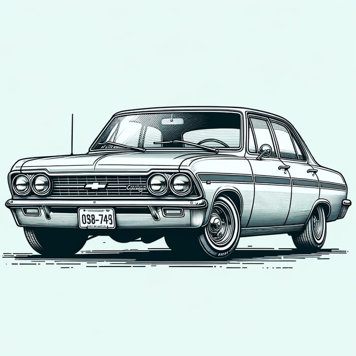Draw a Chevrolet Opala Minimalist Sketch on Transparent Background