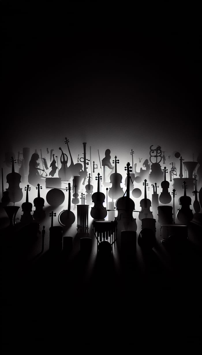 Dark Image with Musical Instruments - Evocative Art Dark Image with Musical Instruments - Evocative Art