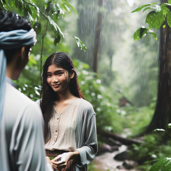 Enchanted Rainforest Embrace: Love Story Amidst Rain
