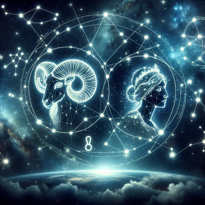 Aries and Virgo Constellations: Starry Night Sky Display