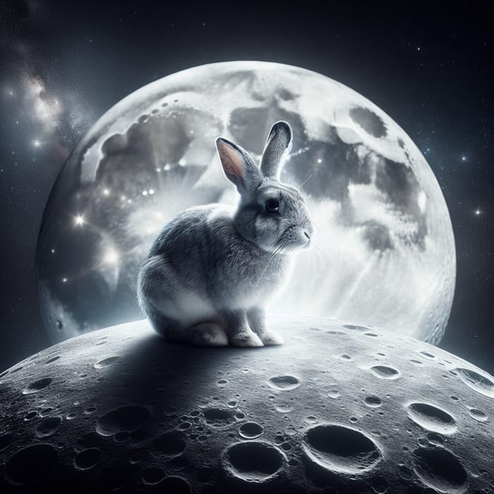 Rabbit on the Moon: Ethereal Night Sky Imagery