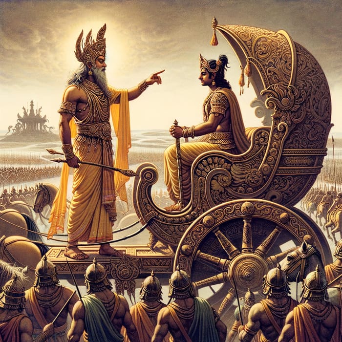 Powerful Encounter: Lord Krishna & Arjun on the Battlefield