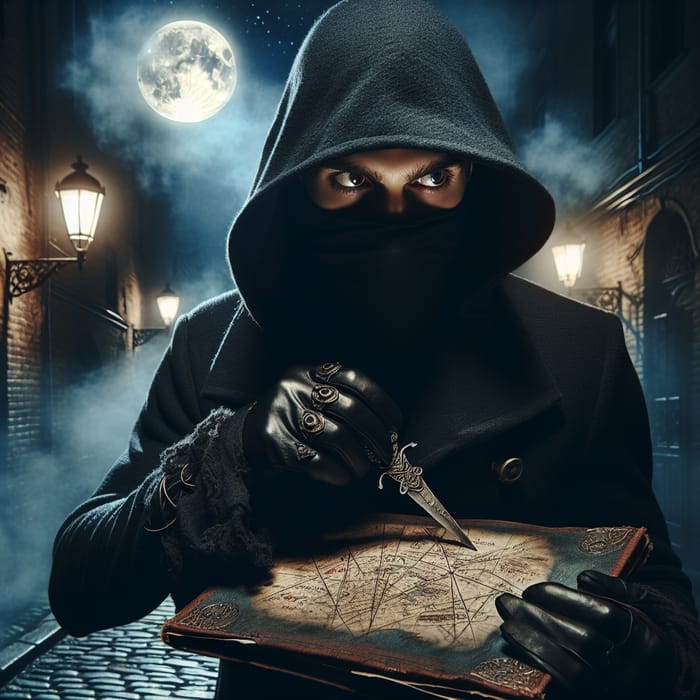 Mysterious Assassin under Moonlight - Intriguing Scene