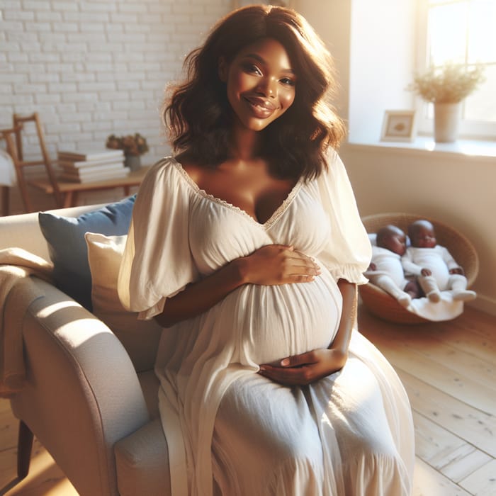 Beautiful Pregnant African American Woman Expecting Twins | Joyful Maternity Scene