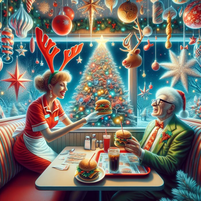 Festive Fast Food Christmas Scene with Fun Twist