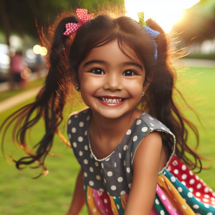 Cute South Asian Girl in Colorful Park